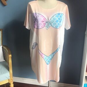 NWT Ekouaer white beach cover up, bikini cover up, pool dress, tunic, sleepwear